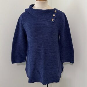 Habitat Medium Blue Cowl Neck 3/4 Sleeve Sweater ~ Classic Minimalist